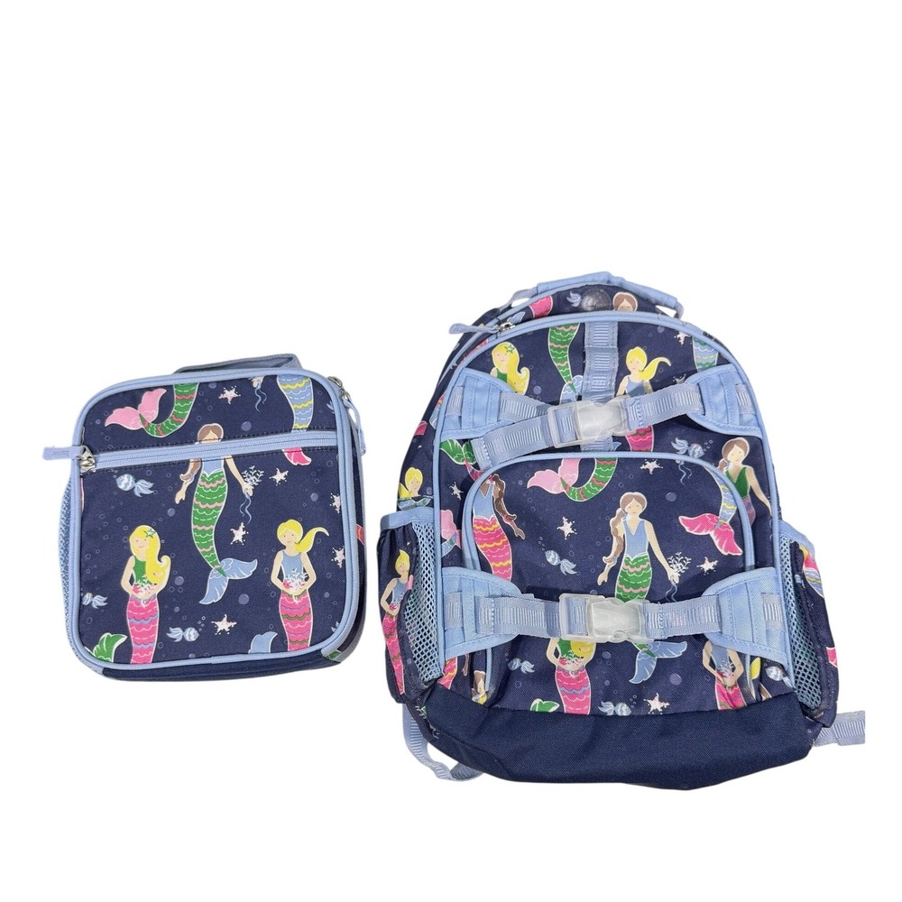 Pottery Barn Kids Mackenzie Navy Mermaid Small Backpack Lunch Box Set